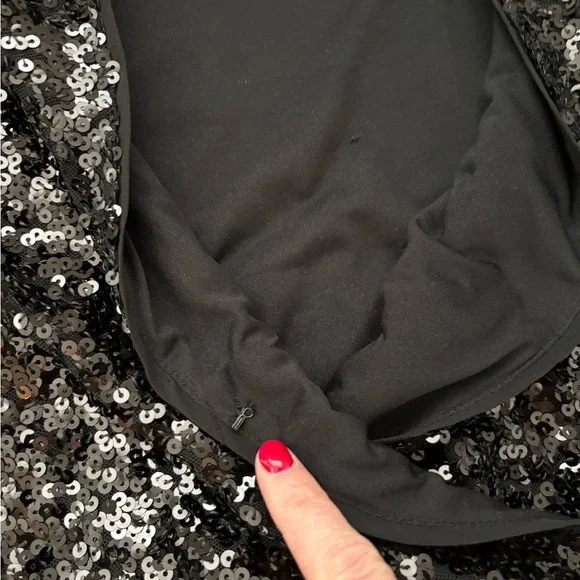 H&M Black Sequin Wrap Midi Dress M | Party Holiday Glam - Picture 11 of 16